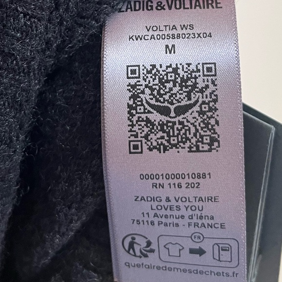 ZADIG & VOLTAIRE Volita Sweater size Medium NWT - Picture 7 of 10